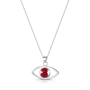Real Flower Sterling Silver Evil Eye Pendant Necklace Seven Different Flower Options, 6 of 12