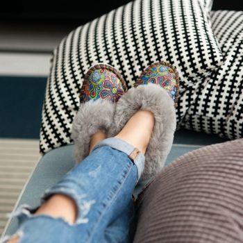Mosaic Grey Sheepers Slippers, 2 of 12