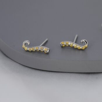 Octopus Tentacle Stud Earrings In Sterling Silver, 3 of 12
