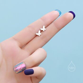 Sterling Silver Small Butterfly Stud Earrings, 6 of 11