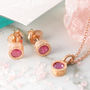 Ruby Rose Gold Plated Silver Birthstone Jewellery Set, thumbnail 1 of 4