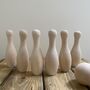 Traditional Natural Wood Skittles Set With Cotton Storage Bag | Plastic Free Kids Outdoor Games, thumbnail 1 of 3