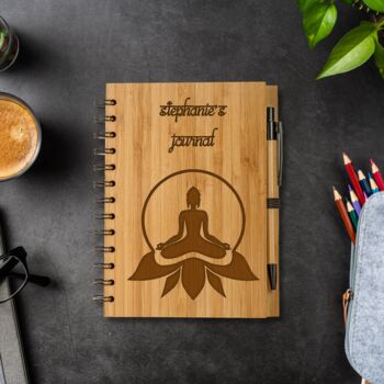 Personalised Eco Bamboo Yoga Pose Notebook, 3 of 6
