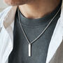 Men's Personalised Vertical Silver Bar Necklace, thumbnail 1 of 4