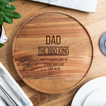 Personalised BBQ King Round Serving Board Acacia Wood, 5 of 5