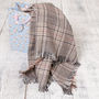 Beige And Grey Unisex Check Scarf, thumbnail 3 of 8