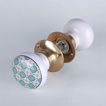G Decor Divine Will Brass Edition Set Of Handcrafted Ceramic Porcelain Mortice Door Handles, Internal Turning Knobs For Room Doors, 3 of 5