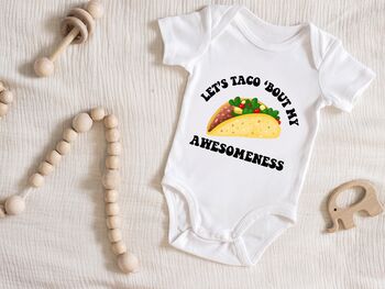Taco Food Print Baby Sleepsuit, 3 of 3