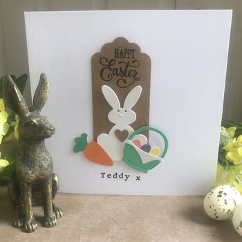 Personalised Bunny With Heart Easter Card, 2 of 7
