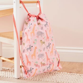 Personalised Pink Safari Print Drawstring Bag, 5 of 8