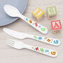 Personalised Colourful Shapes Baby Cutlery Set, thumbnail 1 of 10