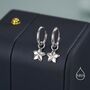 Sterling Silver Tiny Plumeria Flower Huggie Hoop Earrings, thumbnail 1 of 11