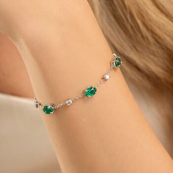 Emerald Bracelet In Sterling Silver And Gold, 5 of 12