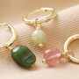 African Jade Stone Hoop Earrings In Gold Plating, thumbnail 6 of 7