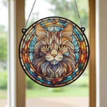 Cat Maine Coon Stained Glass Effect Suncatcher, 6 of 6