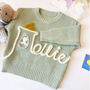 Personalised Polar Bear Woolly Hat Sweater Hand Felted Kids Jumper Custom Name, thumbnail 2 of 5