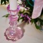 Pair Of Pink Glass Lace Edge Candlesticks, thumbnail 4 of 10