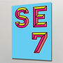 Se7 London Postcode Neon Typography Print, thumbnail 1 of 4
