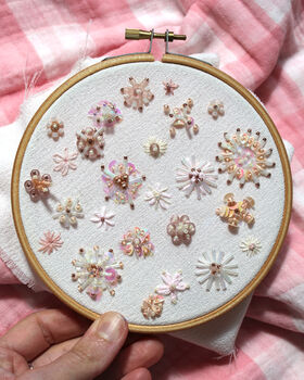 Beaded Embroidery Kit In 'Pink', 3 of 11