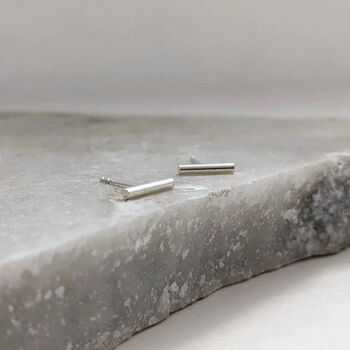 Sterling Silver Bar Stud Earrings, 3 of 9