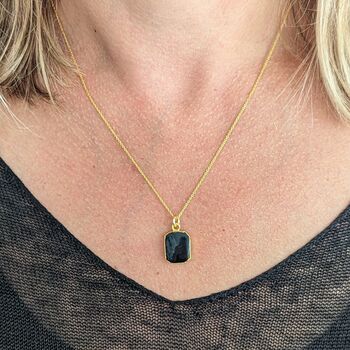 'The Rectangle' Black Onyx Gold Plated Necklace, 3 of 9
