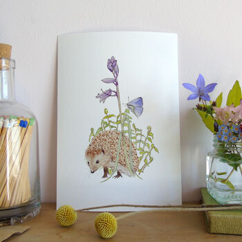 Hedgehog And Bluebell A5 Giclee Fine Art Print, 6 of 12