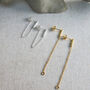 Gold Vermeil Bar And Chain Dangle Ear Stud Earrings, thumbnail 6 of 7