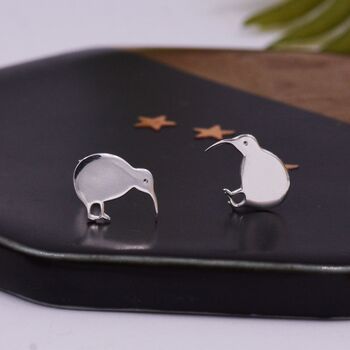 Sterling Silver Kiwi Bird Stud Earrings, 5 of 12