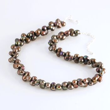 Brown Peacock Peanut Pearl Necklace, 3 of 10