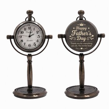 Custom Engraved Bronze Desk Clock – 23rd Anniversary And Father's Day Keepsake Gift For Him, 4 of 12