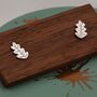 Oak Leaf Stud Earrings In Sterling Silver, thumbnail 5 of 12