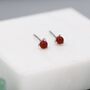 Natural Red Carnelian Stud Earrings In Sterling Silver, thumbnail 2 of 11
