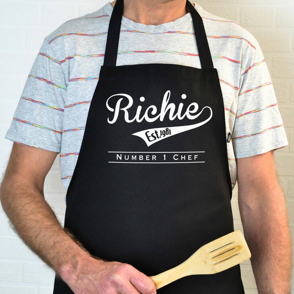 Personalised Retro Style Apron With Pocket By Meenymineymo