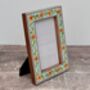 Hand Painted Turquoise Flower Patterned Small Photo Frame, thumbnail 1 of 4