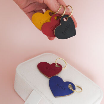 Leather Anniversary Personalised Heart Keyring, 7 of 8