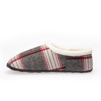 Jack Grey Red Herringbone Mens Slippers/Indoor Shoes, 4 of 8
