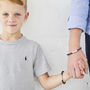 Daddy And Me Silver And Navy Leather Bracelet Set, thumbnail 2 of 3