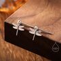 Sterling Silver Dragonfly Drop Stud Earrings, thumbnail 1 of 11