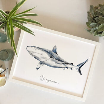 Shark Personalised Watercolour Art Print, 3 of 3