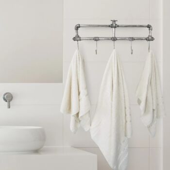 Metal Coat Rack Wall Mounted Pipe Hooks Home Storage, 6 of 11