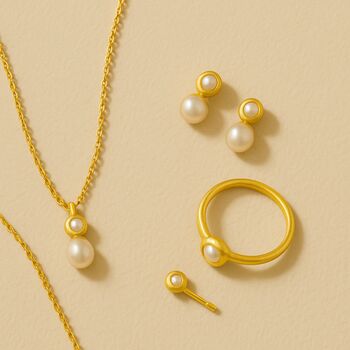 Pearl Nugget Solid Gold Studs, 4 of 5