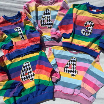 Circus Applique Initial/ Number Kids Rainbow Jumper, 2 of 5