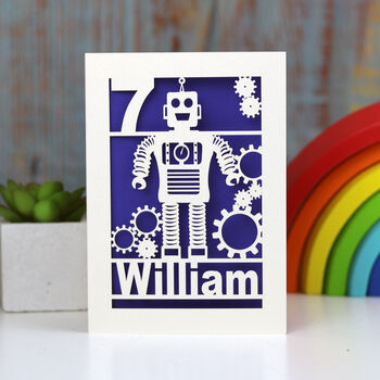 Personalised Papercut Robot Birthday Card, 3 of 5