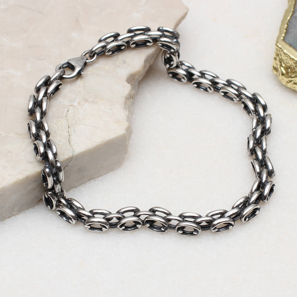 Men's Sterling Silver Panther Design Link Bracelet By Hurleyburley man ...