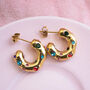 Non Tarnish Chunky Hoop Earrings With Colourful Gems, thumbnail 7 of 8