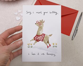 Llama Sorry I Missed Your Birthday Card, 2 of 2