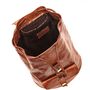 Drawstring Leather Backpack Tan Brown Sac A Do, thumbnail 3 of 4