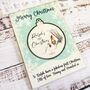 Personalised Pooh Bear Blue First Keepsake Christmas Card, thumbnail 3 of 6