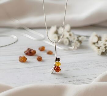 Handmade Sterling Silver Amber Three Stone Pendant, 3 of 3