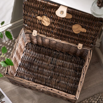 Personalised Antique Wash Wicker Chest Hamper, 4 of 6